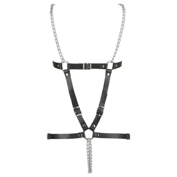 ZADO - láncos bőr testhám body (fekete, S-L)