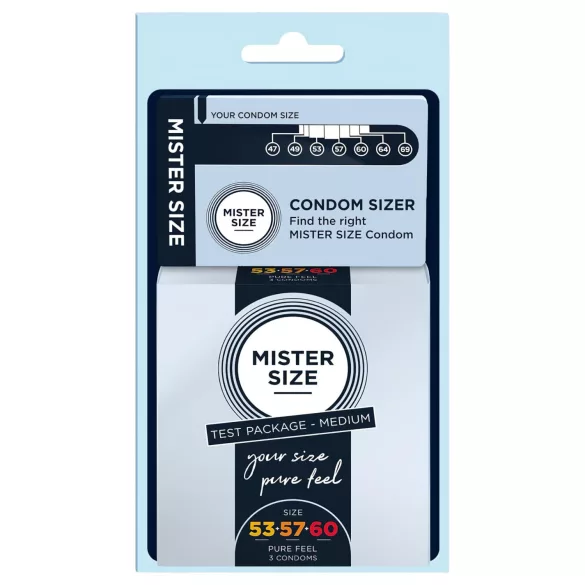 Mister Size óvszer Tesztcsomag Péniszmérővel - 3 db