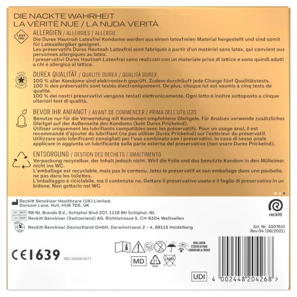 Durex Hautnah - latex mentes óvszer (30 db)