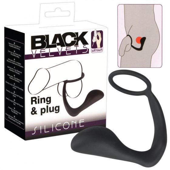 Black Velvet análujj péniszgyűrűvel (fekete)