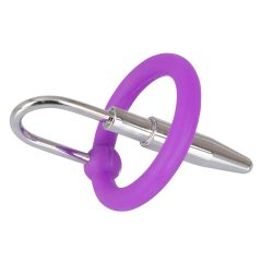   Penisplug - szilikon makkgyűrű húgycsőkúppal (lila-ezüst)