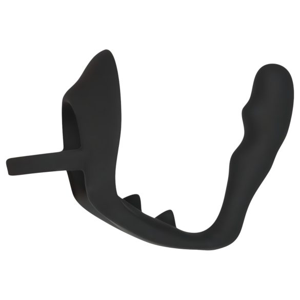 Black Velvets - pénisz- és heregyűrűs anál dildó (fekete)