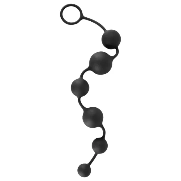 Black Velvets - 7 gyöngyös anal beads kihúzó gyűrűvel (fekete)