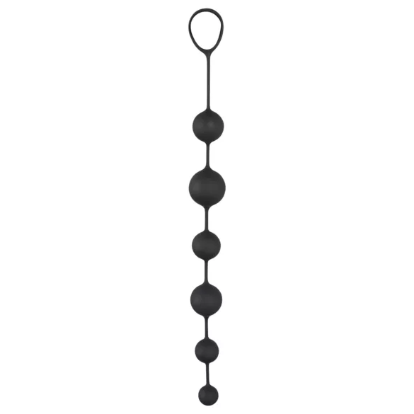 Black Velvets - 7 gyöngyös anal beads kihúzó gyűrűvel (fekete)
