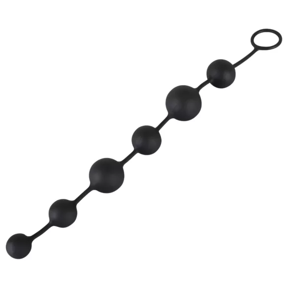 Black Velvets - 7 gyöngyös anal beads kihúzó gyűrűvel (fekete)