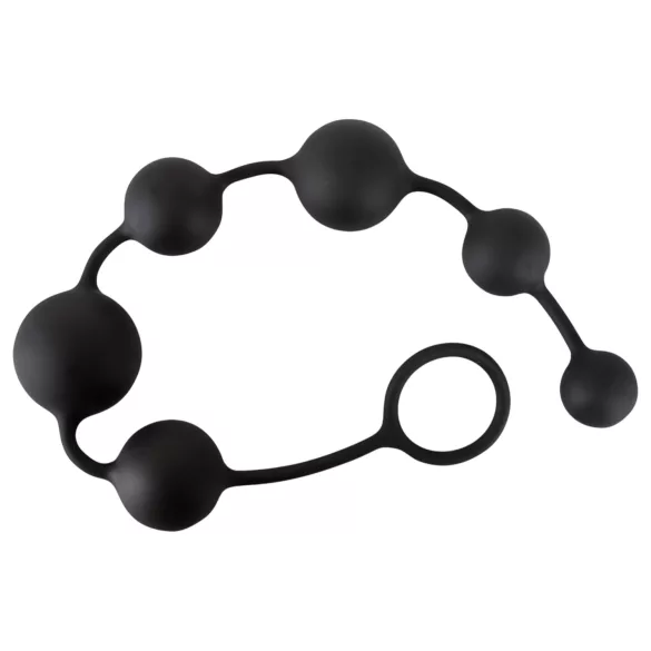 Black Velvets - 7 gyöngyös anal beads kihúzó gyűrűvel (fekete)