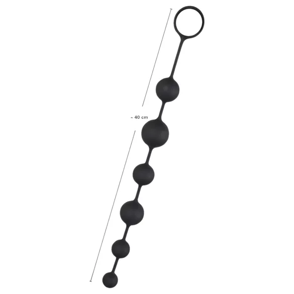 Black Velvets - 7 gyöngyös anal beads kihúzó gyűrűvel (fekete)