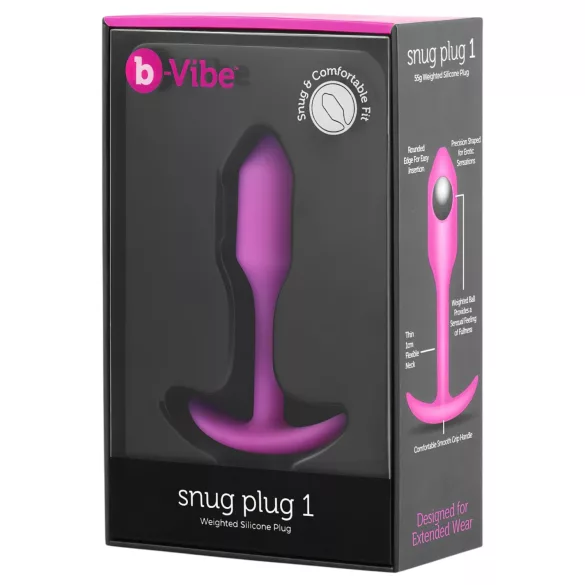 b-Vibe Snug Plug 1 - anál plug belső súllyal (55 g, pink)