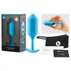   b-Vibe Snug Plug 3 - kék dupla golyós, súlyozott anál plug (180 g)