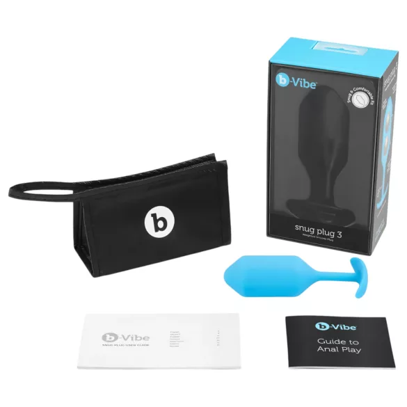 b-Vibe Snug Plug 3 - kék dupla golyós, súlyozott anál plug (180 g)