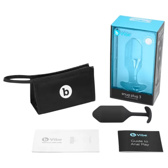 b-vibe Snug Plug 3 - dupla golyós butt plug (180g) - fekete