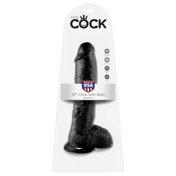 King Cock 10 herés dildó (25 cm) - fekete
