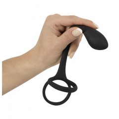   Black Velvet - vékony análdildó pénisz- és heregyűrűvel (fekete)