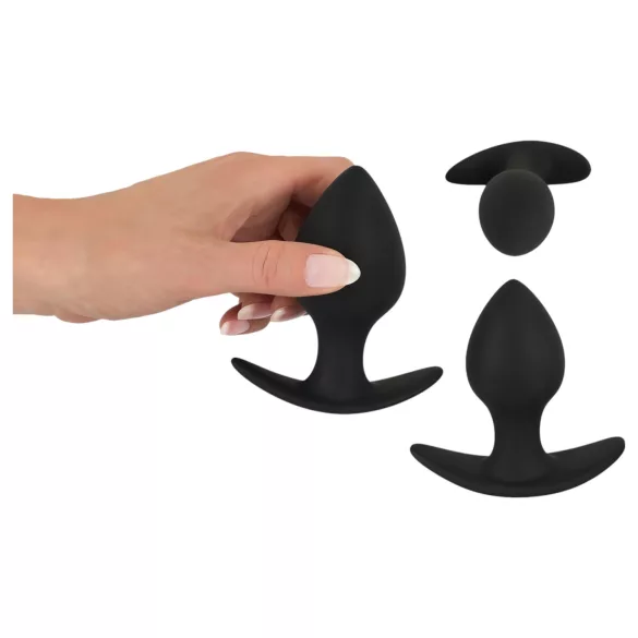 Black Velvets - szilikon anál plug szett (3 részes) - fekete
