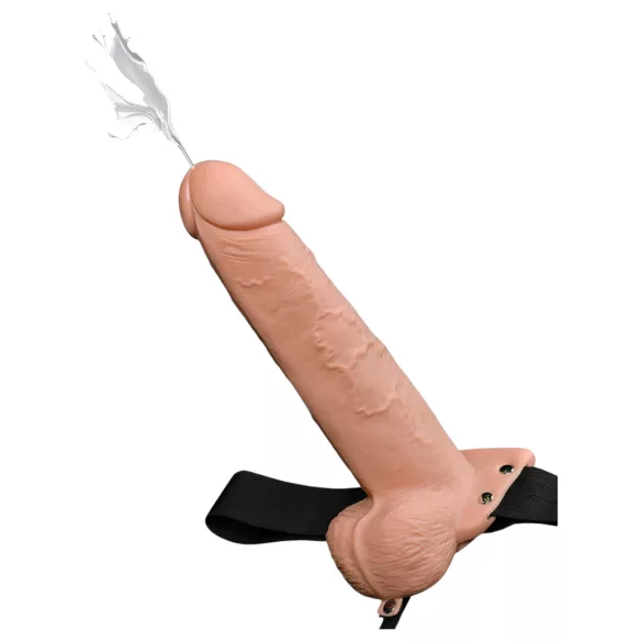 Pipedream Fetish Strap-On 9 - felcsatolható, üreges, spriccelő dildó (testszínű)