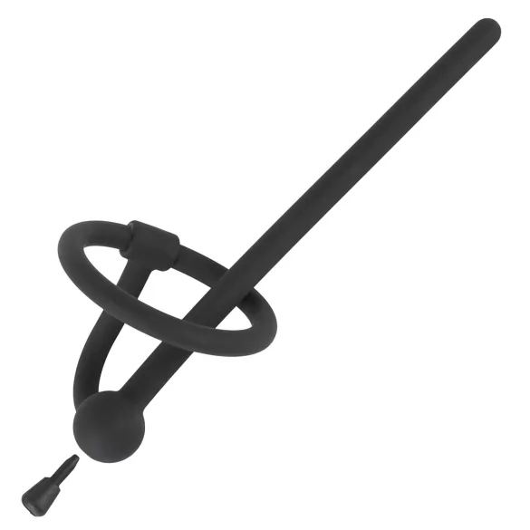 Penisplug - szilikon dilátor makkgyűrűvel (0,6mm) - fekete