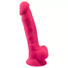 Silexd 7 - tapadókorongos, herés dildó - 17,5 cm (pink)