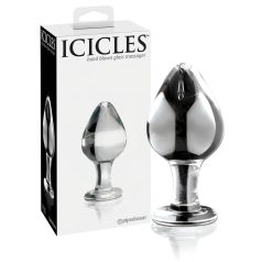 Icicles No. 25 - kúpos, üveg anál plug (átlátszó)