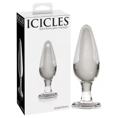 Icicles No. 26 - kúpos, üveg anál plug (átlátszó)