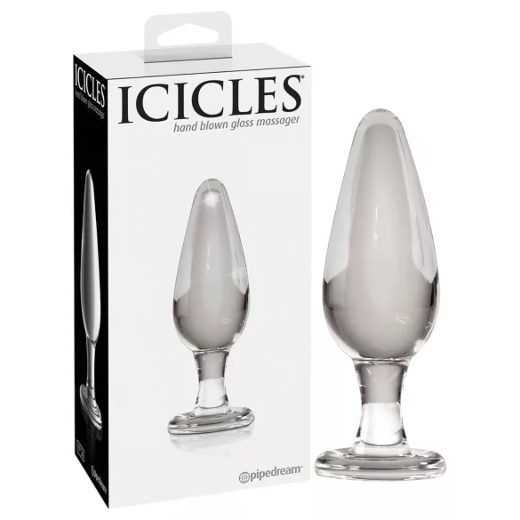 Icicles No. 26 - kúpos, üveg anál plug (átlátszó)
