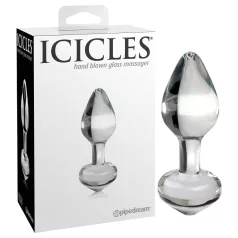 Icicles No. 44 - kúpos, üveg anál plug (átlátszó)