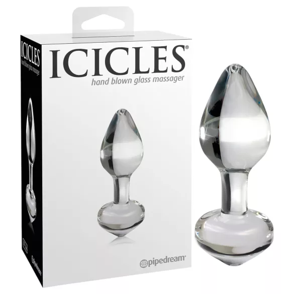 Icicles No. 44 - kúpos, üveg anál plug (átlátszó)