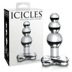   Icicles No. 47 - tripla gyöngyös, üveg anál plug (átlátszó)