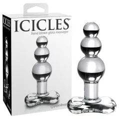   Icicles No. 47 - tripla gyöngyös, üveg anál plug (átlátszó)