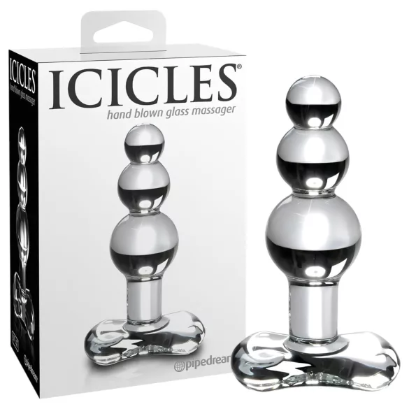 Icicles No. 47 - tripla gyöngyös, üveg anál plug (átlátszó)