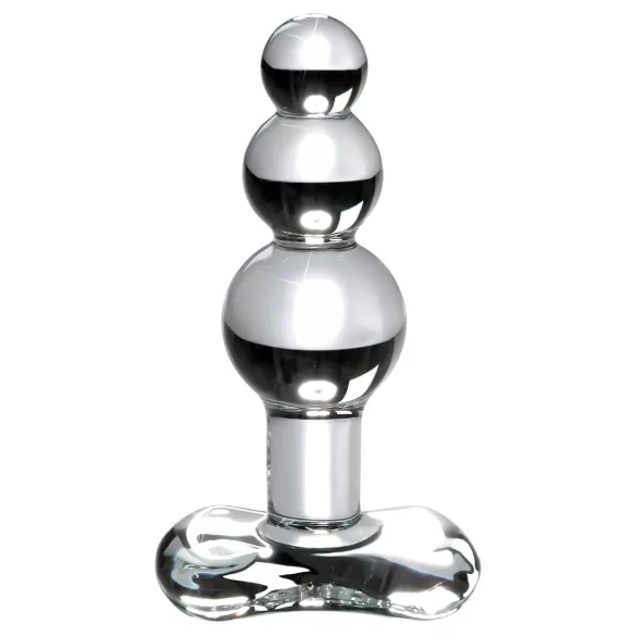 Icicles No. 47 - tripla gyöngyös, üveg anál plug (átlátszó)