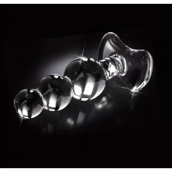 Icicles No. 47 - tripla gyöngyös, üveg anál plug (átlátszó)
