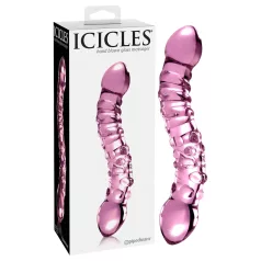 Icicles No. 55 - kétvégű, G-pont üveg dildó (pink)