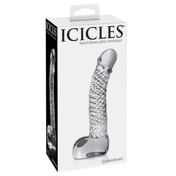 Icicles No. 61 - herés, péniszes üveg dildó (átlátszó)