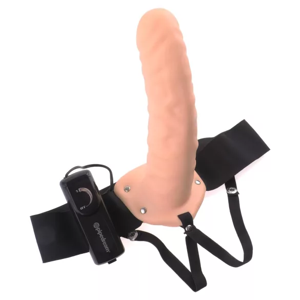 Pipedream Fetish Strap-On 8 - felcsatolható üreges vibrátor (testszínű)