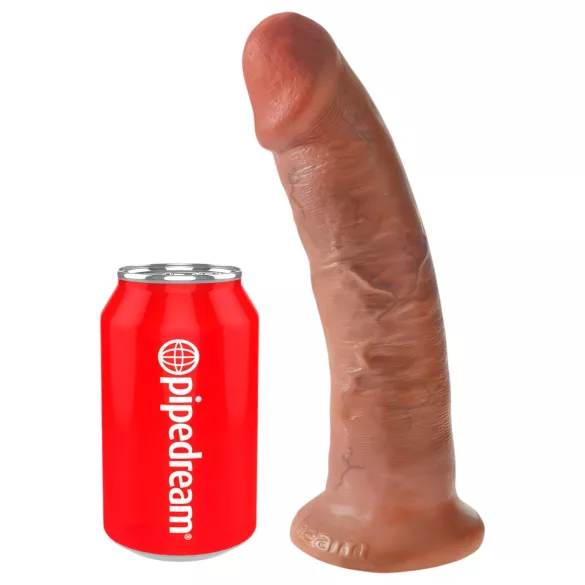 King Cock 9 - tapadókorongos élethű dildó (23cm) - sötét natúr