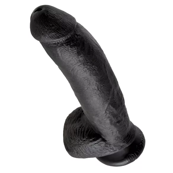 King Cock 9 - nagy tapadókorongos, herés dildó (23cm) - fekete
