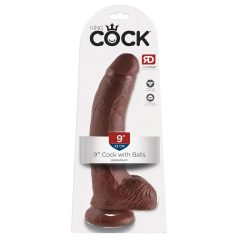   King Cock 9 - nagy tapadókorongos, herés dildó (23cm) - barna