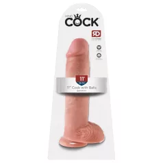   King Cock 11 - tapadókorongos, herés dildó (28cm) - natúr