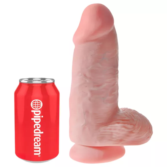 King Cock 9 Chubby - tapadókorongos, herés dildó (23cm) - natúr
