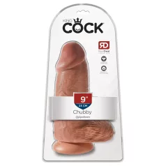   King Cock 9 Chubby - tapadókorongos, dildó (23 cm) - sötét natúr