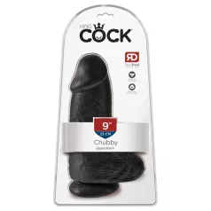   King Cock 9 Chubby - tapadókorongos, herés dildó (23 cm, fekete)
