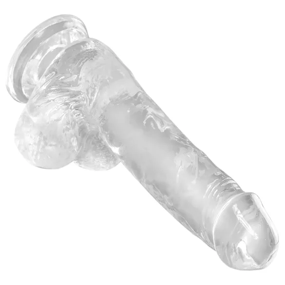 King Cock Clear 6 - tapadókorongos, herés kis dildó (15cm)
