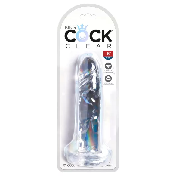 King Cock Clear 6 - tapadókorongos dildó (15cm)
