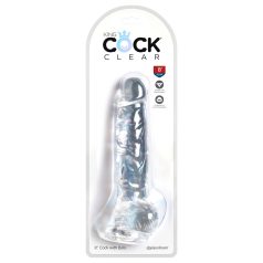 King Cock Clear 8 - tapadókorongos, herés dildó (20cm)