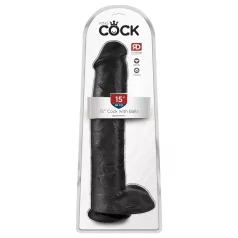   King Cock 15 - tapadókorongos, herés dildó (38cm) - fekete
