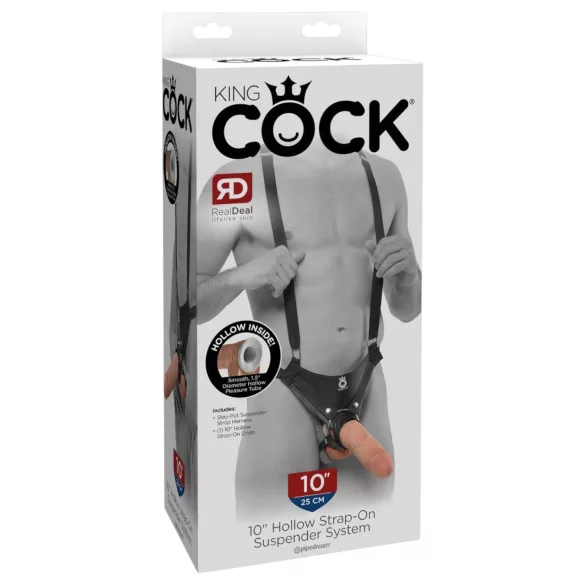 King Cock Strap-on 10 - üreges felcsatolható dildó 25 cm