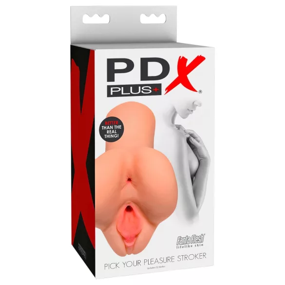 PDX Pick Your Pleasure - 2in1 élethű maszturbátor (testszínű)