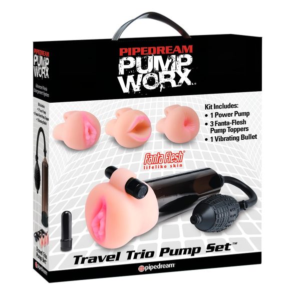 Pipedream Travel Trio - vibrációs pénisz pumpa szett (fekete)