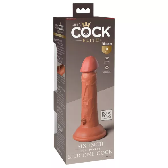 King Cock Elite 6 - tapadókorongos, élethű dildó (15cm) - sötét