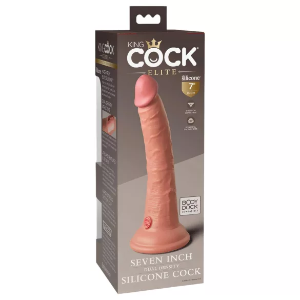 King Cock Elite 7- tapadókorongos, élethű dildó (18cm) - natúr